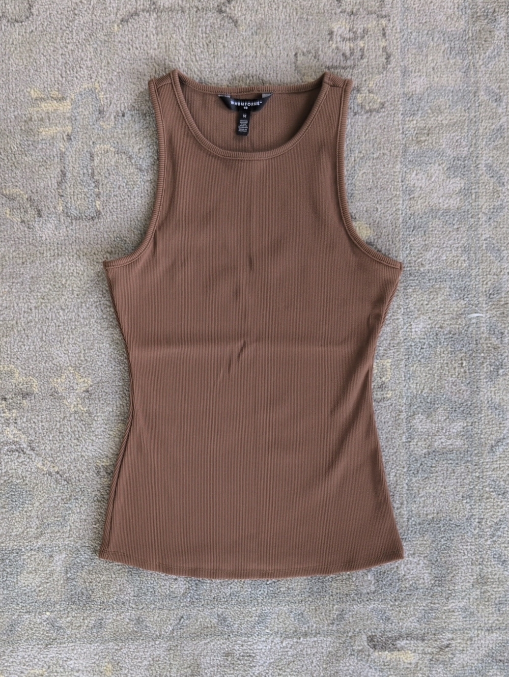 WHBM Brown Ribbed Forme Tank Top
